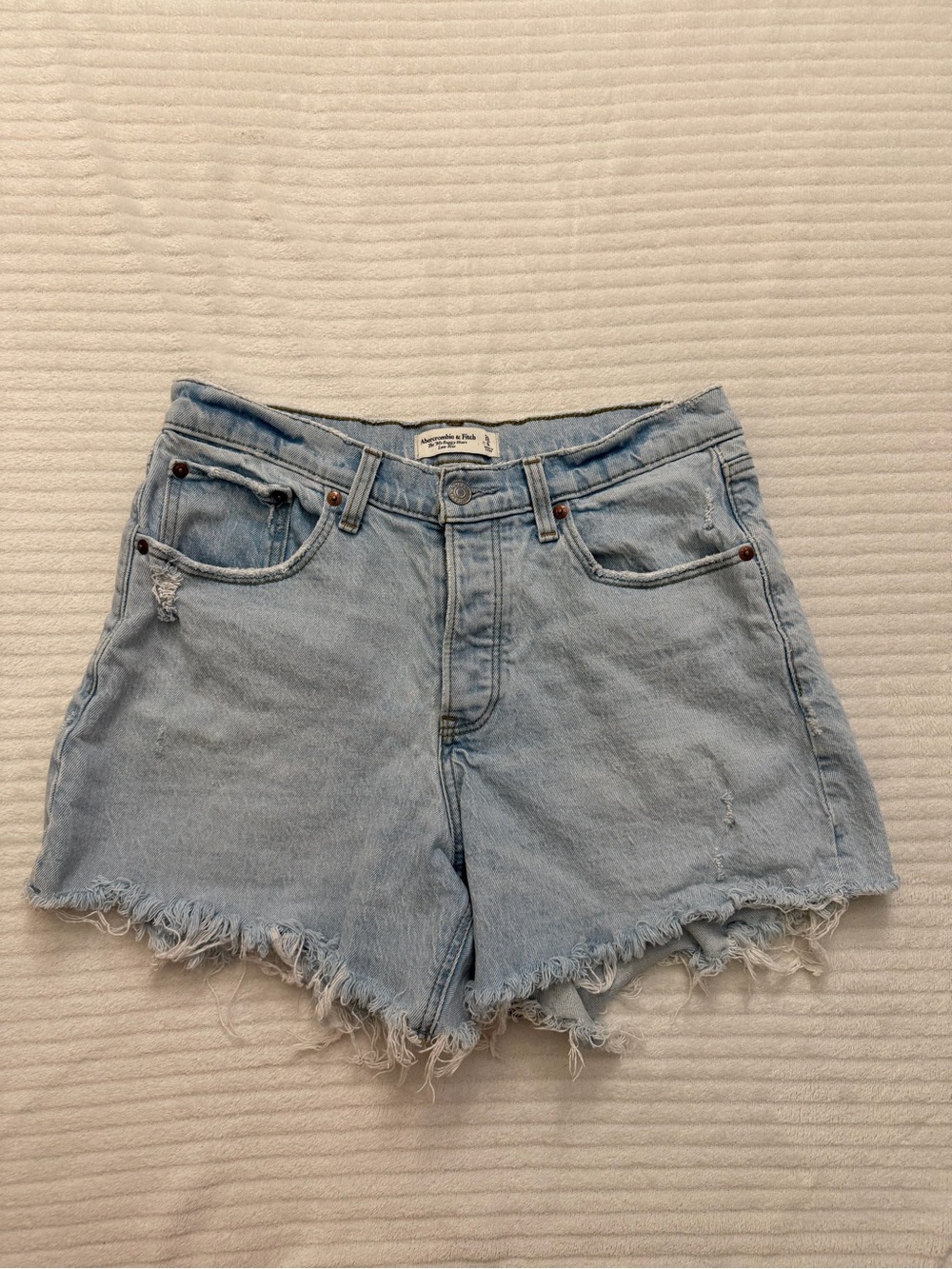 Abercrombie & Fitch Light Blue Frayed Hem Denim Shorts